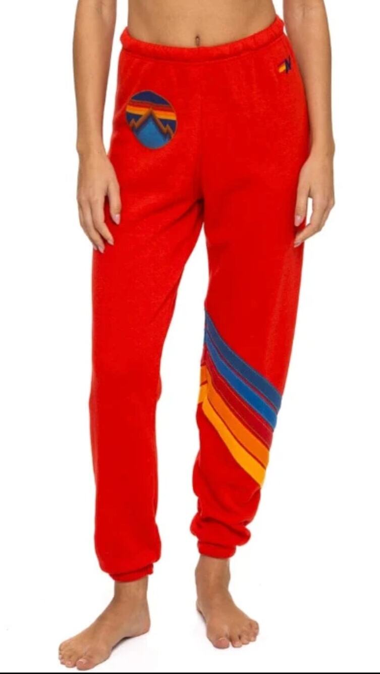 Aviator Nation All Season Circle Chevron Jogger Sweatpants Red XS